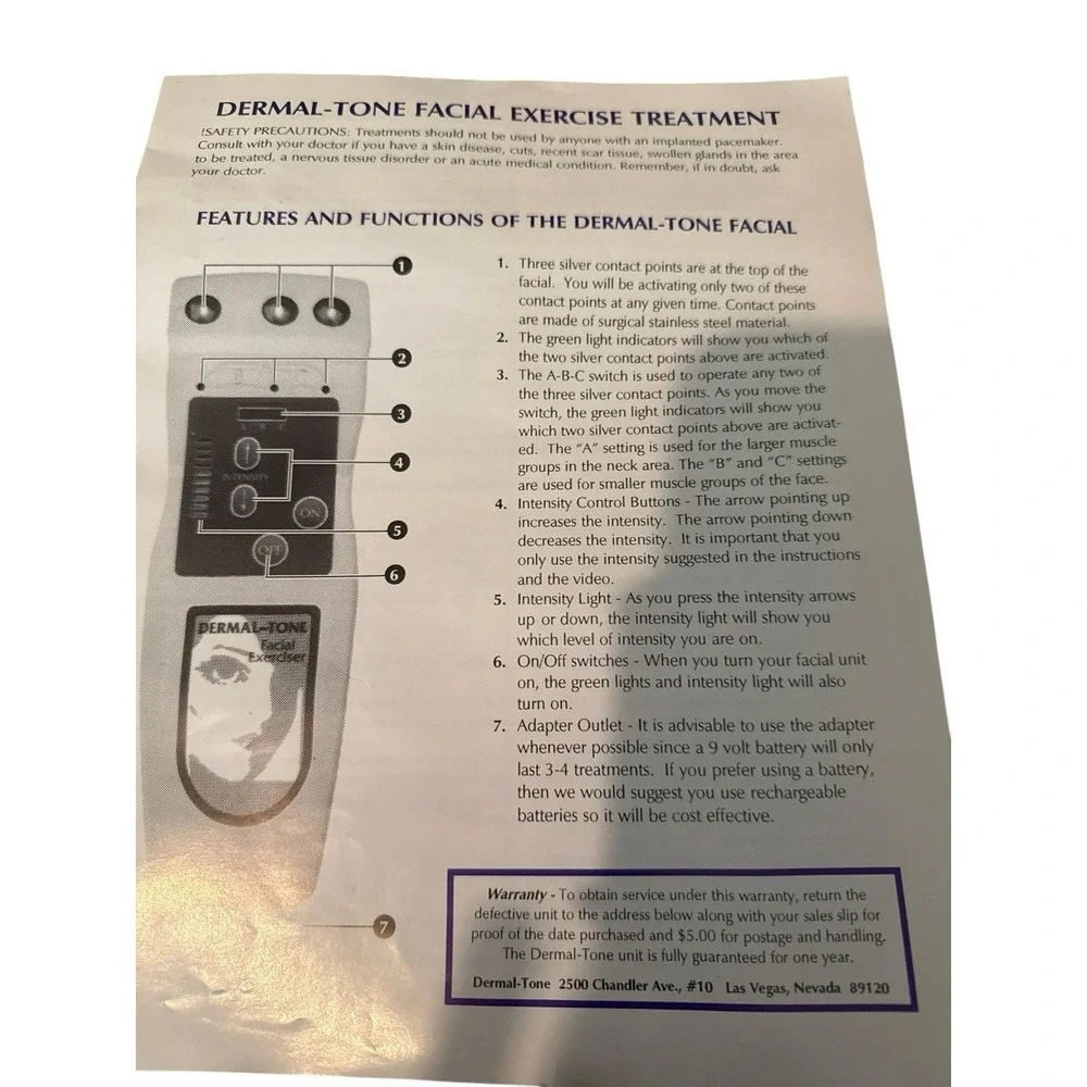 Dermal Tone Facial Exercise Treatment Box Kit Exerciser VHS Video Complete